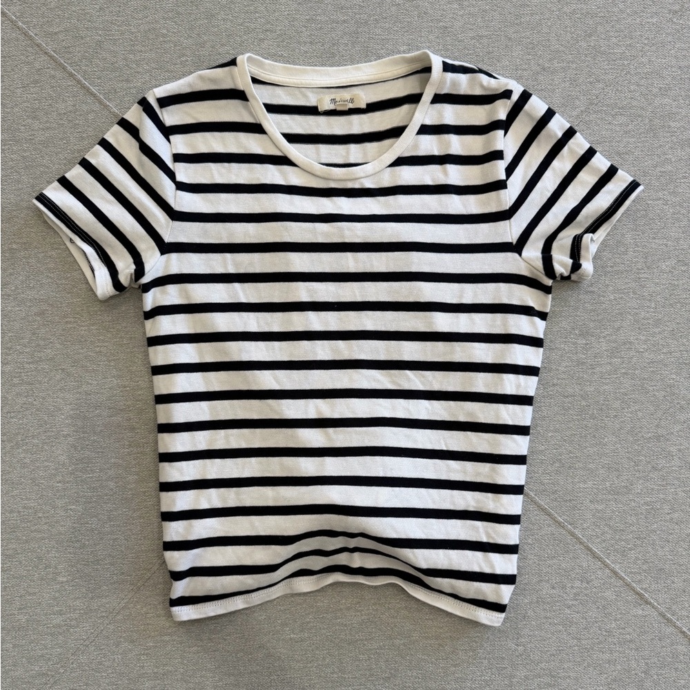 Madewell Black & White Striped Short Sleeve Tee